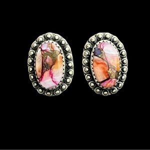 New Artisan made sterling silver red rose dahlia earrings